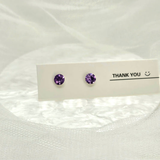 Birthstone Stud Earrings – 12 Colors for 12 Months (Glass Crystal Beads)