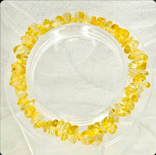 Chip Bead Stretch Bracelet – Golden Tone