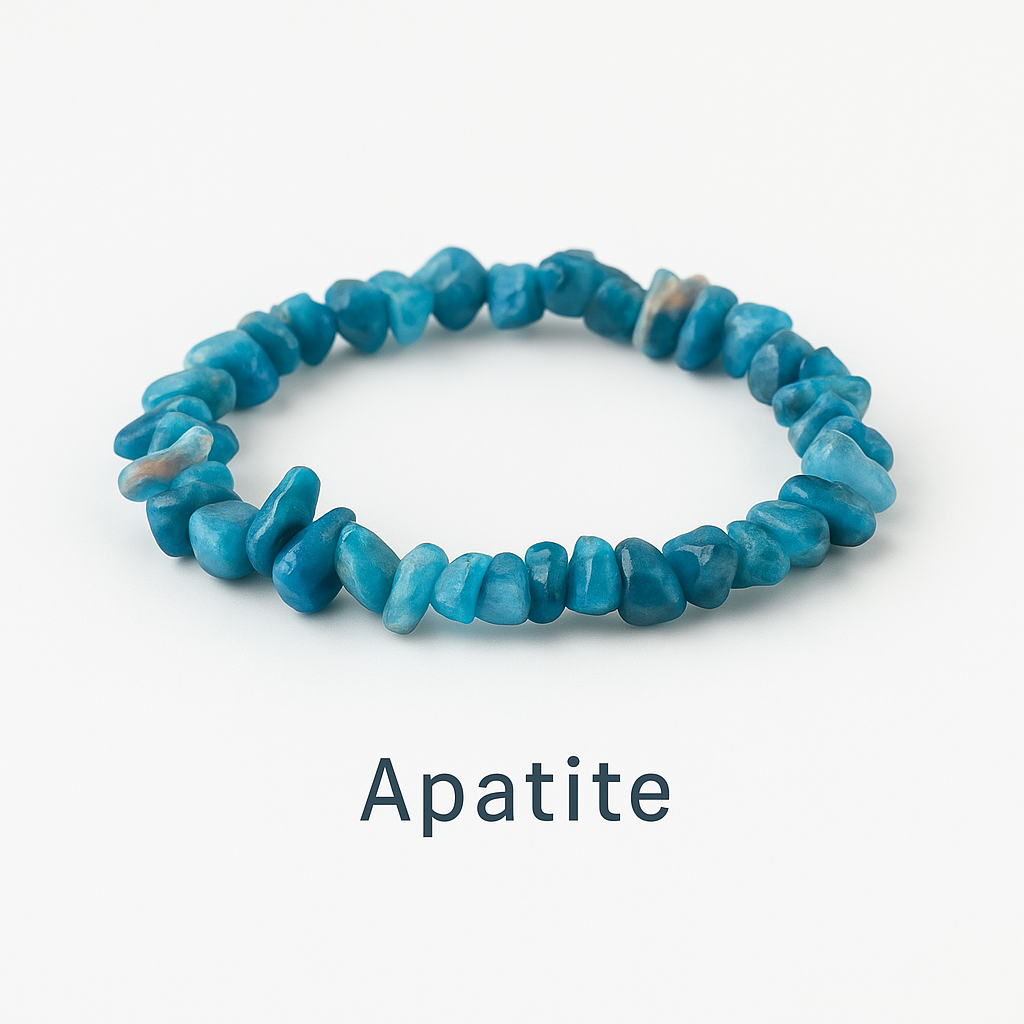 Natural Blue Apatite Gemstone Chip Bracelet